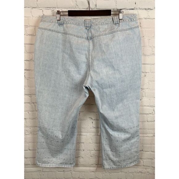 I.E.RELAXED light blue embroidered cotton capri pants size 22W - Picture 6 of 7